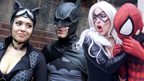 Spider Man Batman Vs Black Cat Catwoman Real Life Superhero Movie