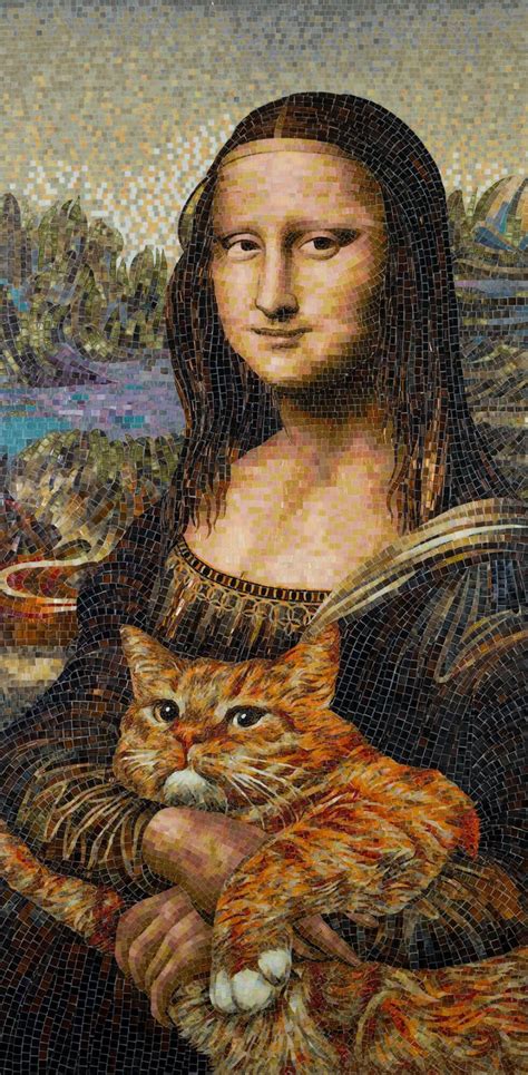 Mona Lisa With A Persian Cat Mozzaico Leading Tile And Mosaic