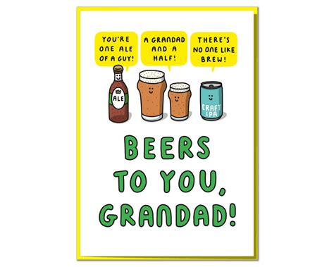 Beers To You Grandad Funny Grandad Birthday Or Fathers Etsy Uk