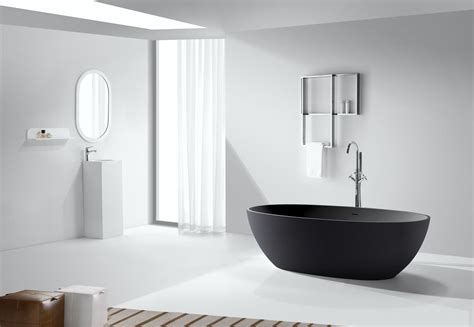 Freistehende badewanne in verschiedenen größen und ausführungen z.b. Freistehende ovale Badewanne PERTH BLACK, gefertigt aus ...