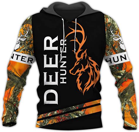 Dorathy Deer Hunter Orange 3d Fashion Zipper Hoodie Men Pullover