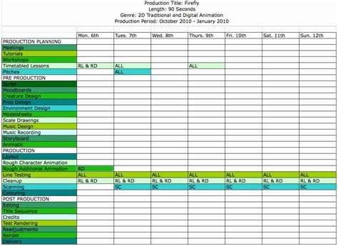 How To Make A Production Schedule In Excel Excel Templates