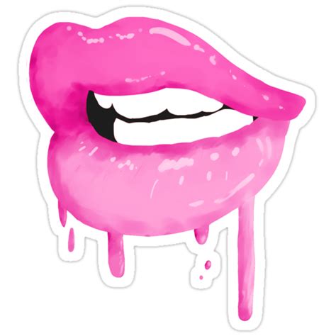 hot pink lips stickers by star sighs redbubble