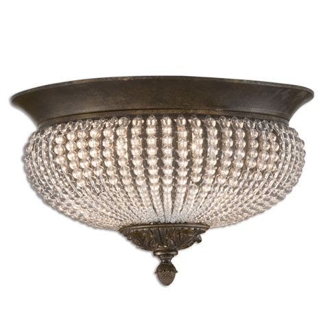 Cristal De Lisbon Crystal Flush Mount In Brown By Uttermost