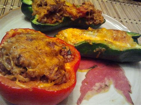 Red Green And Poblano Peppers Stuffed With Chipotle Rice Spicy