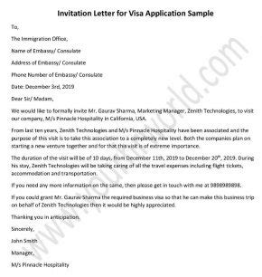 Conforming to malaysia visa invitation letters to the. Invitation Letter for Visa Application - Sample Template