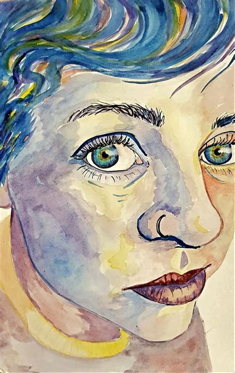 Expressive Watercolor Self Portrait By Savannah Pelley Conway High