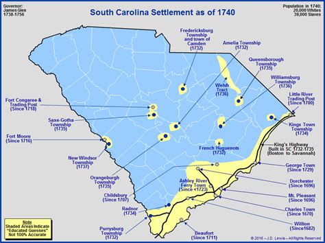 The Royal Colony Of South Carolina The Towns And Settlements In 1740