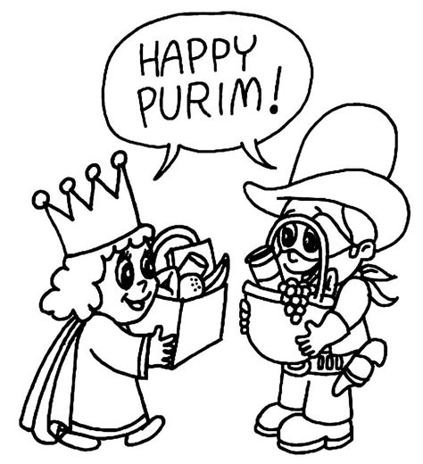 Happy Purim with Children coloring page - Download, Print or Color