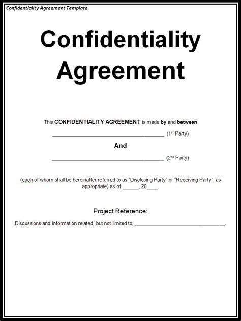 Confidentiality Agreement Example Free Word Templates