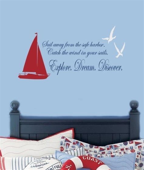 Sailboat And Seagulls Nautical Vinyl Decal Phrase Wall Words Etsy