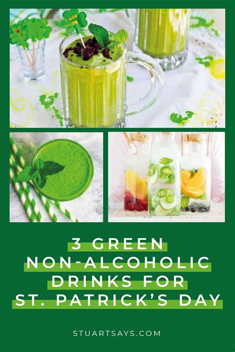 3 Green Non Alcoholic Drinks For St Patricks Day Non Alcoholic Drinks Non Alcoholic