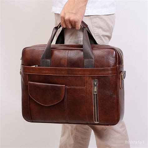 Men S Briefcase Genuine Leather Business Handbag Laptop Large