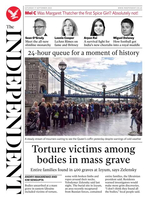 Independent Front Page 17th Of September 2022 Tomorrow S Papers Today
