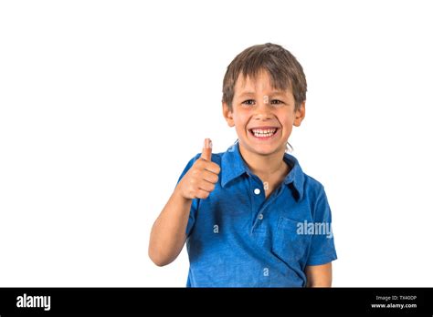 Child Boy Showing Thumbs Up On White Background Stock Photo Alamy