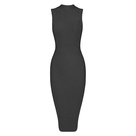 hlbandage sleeveless high neck sexy women rayon midi bodycon bandage dress m black you can