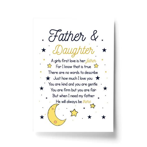 Daddy Ts From Daughter Poem Print Dad Birthday Christmas T