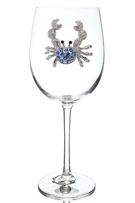 The Queens Jewels Blue Crab Jeweled Glassware Wine Glasses Unique