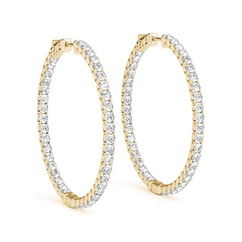 Thin And Out Diamond Hoop Earring In 14k Yellow Gold Fascinating Diamonds