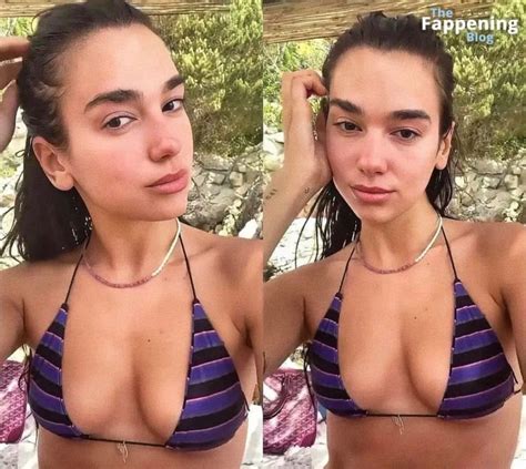 Dua Lipa Shows Off Her Tits In A Bikini Top Collage Photo