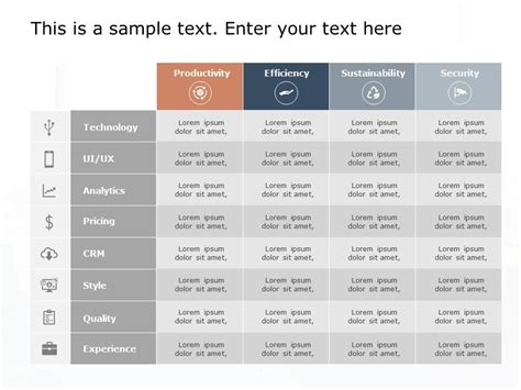 Product Features Table Powerpoint Template