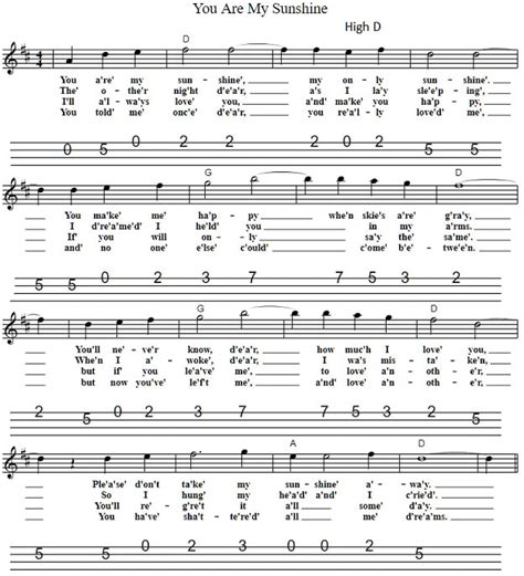 Maybe you would like to learn more about one of these? You Are My Sunshine easy sheet music - Tenor Banjo Tabs