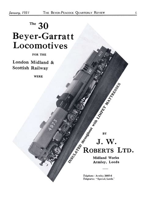 Beyer Garratt Locomotive Lms 4999 Thought To Be Milbro The Brighton