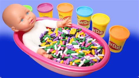 Baby doll gumballs bath surprise toys bathtime surprise eggs toy. Baby Doll Bath Time In Jelly Belly Candy Beans Surprise ...
