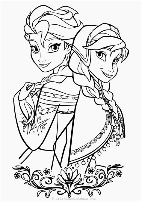 Tort de ziua de nastere pe pagina de colorat gratis. Planse de colorat Frozen / Regatul de Gheata 2 - Planse cu Elsa si Anna