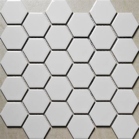 Hexagon Porcelain Tile White Shiny Porcelain Tile Non Slip Tile