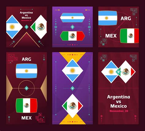 Argentina vs Mexico Match. World Football 2022 vertical and square