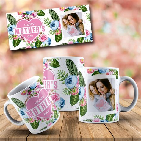Mug Template Design Mothers Day With Photo Sublimation Etsy