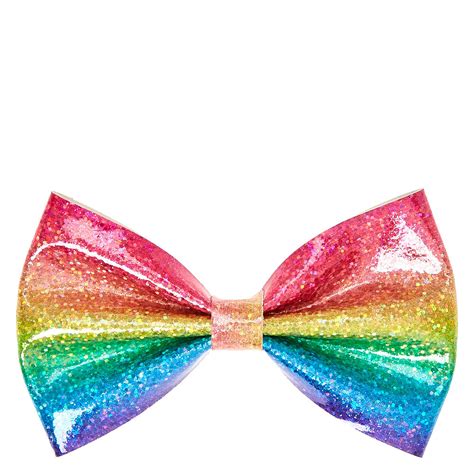 Glitter Rainbow Clip On Bow Claires Us