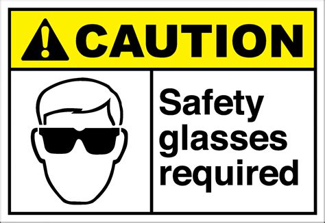 Caution Sign Safety Glasses Required Safetykore