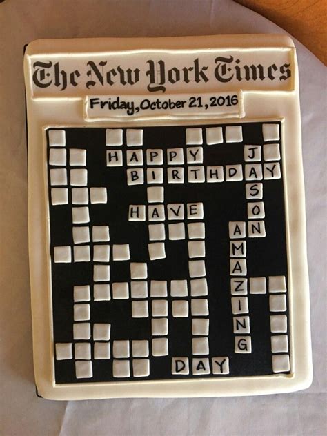 New York Times crossword puzzle birthday cake in fondant with hand ...
