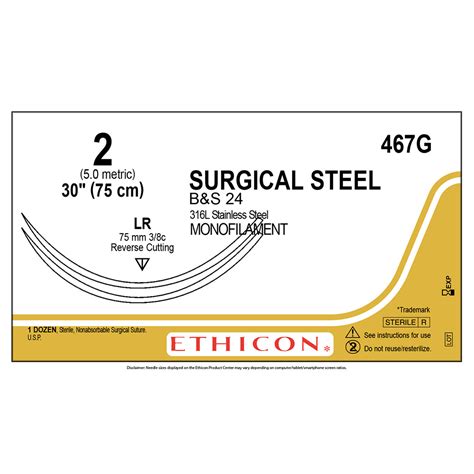 Ethicon Suture Surgical Stainless Steel Reverse Cutting Lr Lr 30