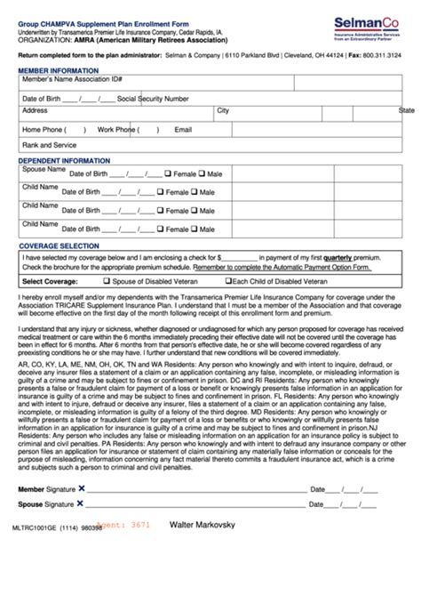 Form Mltrc1001ge Group Champva Supplement Plan Enrollment Form