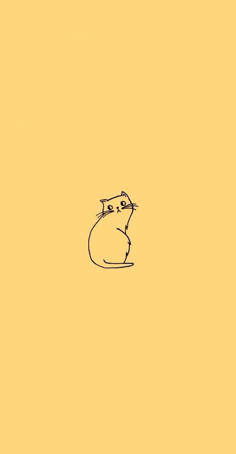Minimalist Cat Drawing Wallpaper Petswall
