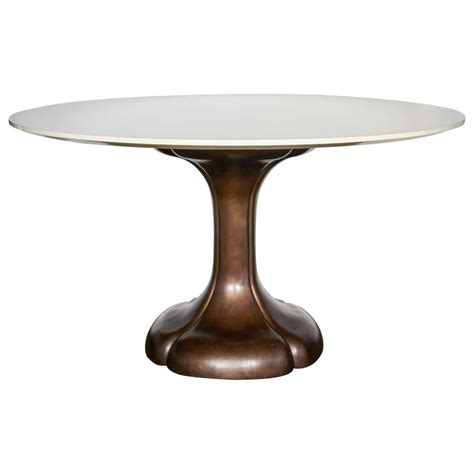 Ivory wood round dining table for 4 (41.7 in. Art Nouveau Style Round Dining Table with Bronze Pedestal ...
