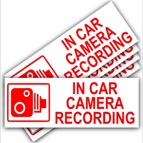 5 X External In Car Camera Recording Stickers Cctv Signs Go Etsy