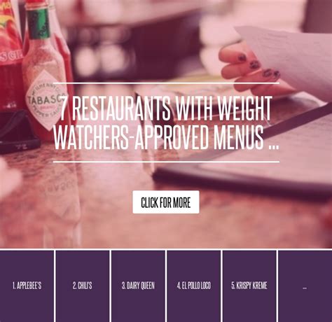 Noom and weight watchers are some of the biggest weight loss apps. 7 Restaurants with Weight Watchers-Approved Menus ... Diet