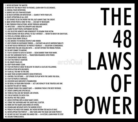 The 48 Laws Of Power Poster By Arch0wl 48 Laws Of Power Wisdom