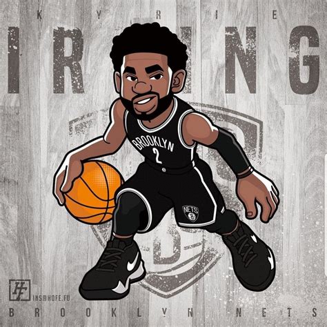 Kyrie Irving Cartoon Style Nets Art Board Print Ubicaciondepersonas