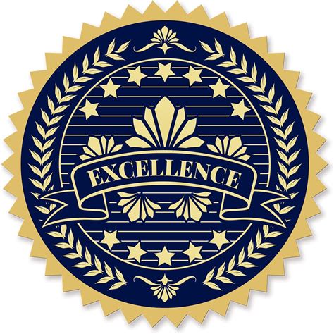 Buy Craspire Gold Foil Certificate Seals Excellence 2 Round Self