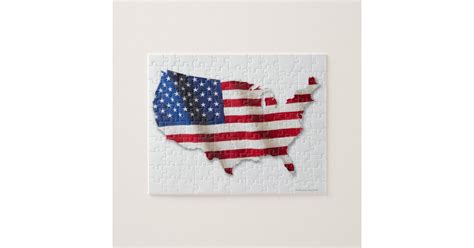 American Flag In Shape Of United States Jigsaw Puzzle Zazzle