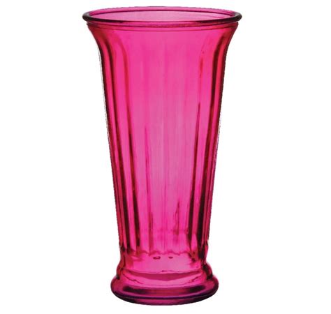 Ribbed Flare Glass Vase Hot Pink