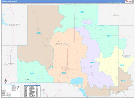 Johnston County Ok Wall Map Color Cast Style By Marketmaps Mapsales