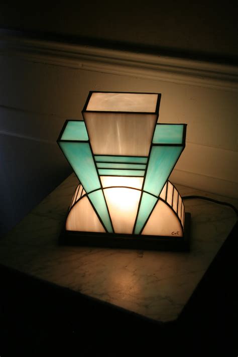 Art Deco Lamp Stained Glass Tiffany 1926 Azur Tm Etsy Belgium Tiffany Stained Glass Tiffany