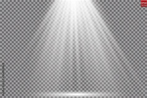 Vector Scene Illuminated By Spotlight Ray Light Effect On Transparent Background Stock Vector