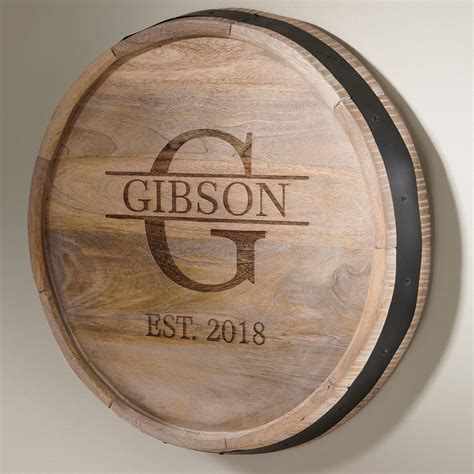 Personalized Quarter Barrel Head Sign With Name Single Initial And Year